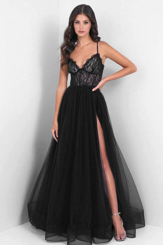 Dani Gown - Black - A-Line Tulle Lace Formal Dress - By Baano