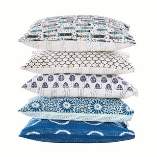 Hand Stitched Block Print Kantha Pillow Sham Pairs