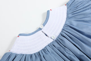 Blue Farm Animal Smocked Bishop Dress