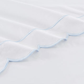 Scallop Frame Embroidered Cotton Percale Sheet Set