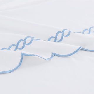 600 Thread Count Scallop Rope Embroidered Cotton Pillowcase Pair