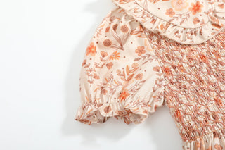 Brown Floral Collared Dress