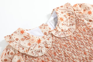 Brown Floral Collared Dress