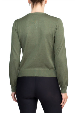 Esperanza NY Crew Neck Button Down Long Sleeve Solid Knit Cardigan - Glamourous Grace