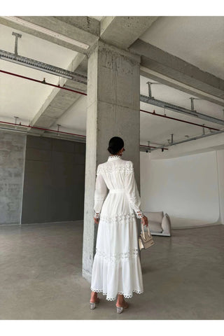 Amina Lace Design Maxi Dress - Summer is Calling - Beautiful Temple Dress - By Baano