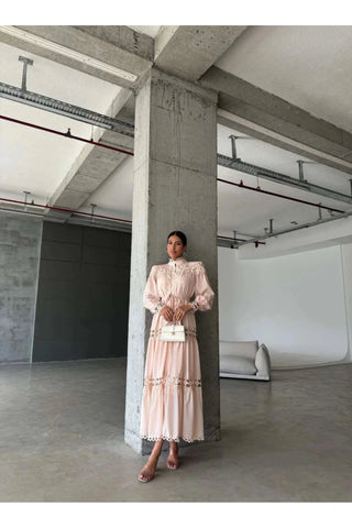 Amina Lace Design Maxi Dress - Summer is Calling - Beautiful Temple Dress - By Baano