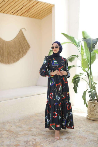 Hazel Long Maxi Dress - With Long Sleeve - By Baano