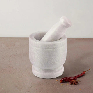 Cassia Marble Mortar and Pestle INOX Artisans