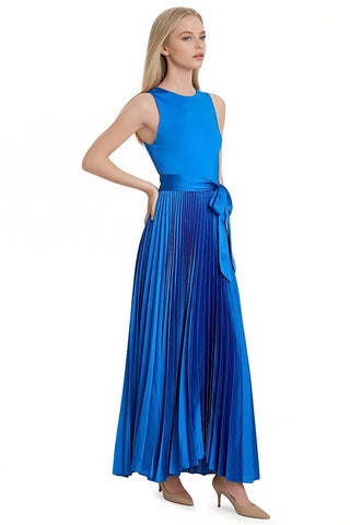 Celeste Pleated Satin Maxi Dress - By Baano