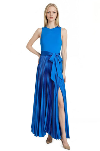 Celeste Pleated Satin Maxi Dress - By Baano