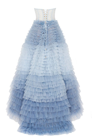 Chasing Desire Strapless Frill-Layered Maxi Dress - By Baano