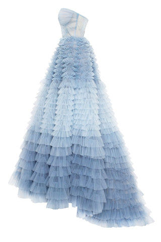 Chasing Desire Strapless Frill-Layered Maxi Dress - By Baano