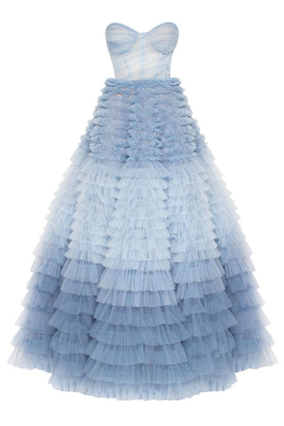 Chasing Desire Strapless Frill-Layered Maxi Dress - By Baano