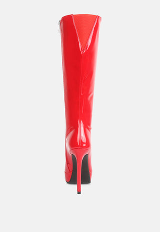 Chatton Patent Stiletto High Heeled Calf Boots
