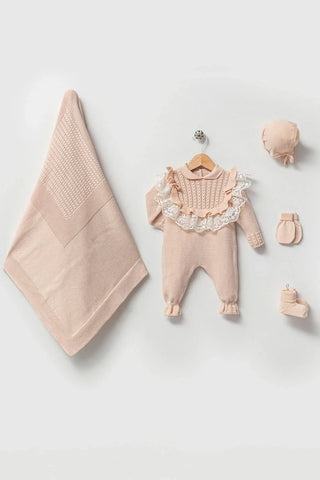 Daphne Beige Newborn Knitwear Coming Home Set (5 pcs) - By Baano