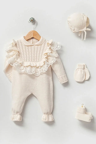 Daphne Cream Newborn Knitwear Coming Home Set (5pcs) - By Baano