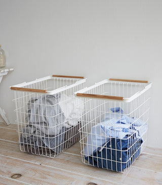 Wire Basket - Two Sizes - Steel + Wood - By Baano