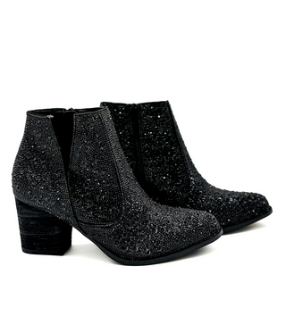 Shine Star Rhinestone Bootie in Black - By Baano