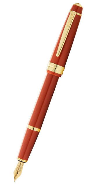 Bailey Light™ Polished Amber Resin and Gold Tone Extra Fine Nib Fountain Pen - By Baano