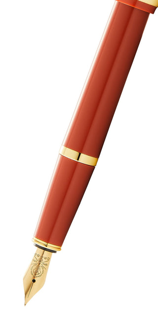 Bailey Light™ Polished Amber Resin and Gold Tone Fine Nib Fountain Pen - By Baano