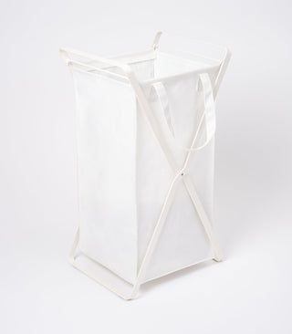 Laundry Hamper with Cotton Liner - Two Sizes - Steel + Cotton - By Baano
