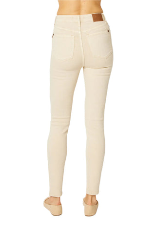 Judy Blue Size 7/28 Garment Dyed Tan Tummy Control Jeans