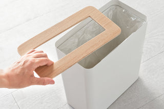 Trash Can - Rectangle - Steel + Wood - By Baano