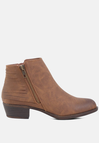 evan side zipper stacked heel ankle boots
