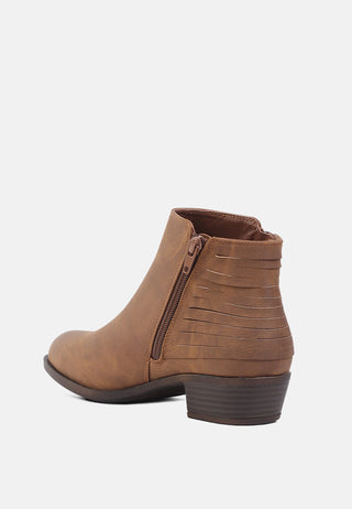 evan side zipper stacked heel ankle boots