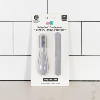 Baby-Led™ Toothbrush + Tongue Depressor in Pewter - By Baano
