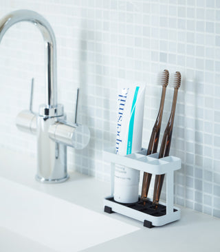 Toothbrush + Toothpaste Stand - Steel - By Baano