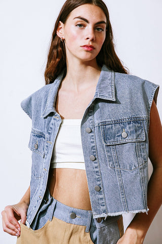 CLAIM TO FAME DENIM VEST - By Baano