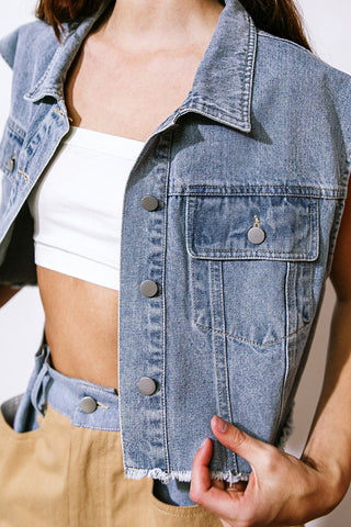 CLAIM TO FAME DENIM VEST - By Baano