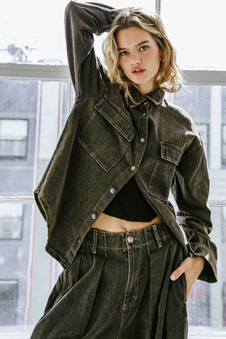 STUCK IN YOUR WAYS DENIM TOP - By Baano