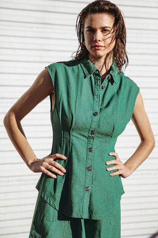 CLEAN SLATE DENIM TOP - By Baano