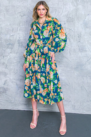 BUBBLY BLISS WOVEN MIDI SHIRT DRESS - By Baano