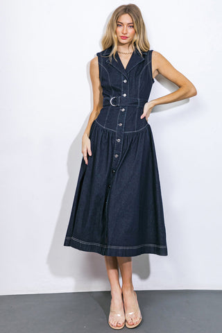 DEEP IN MY SOUL DENIM MIDI DRESS - By Baano