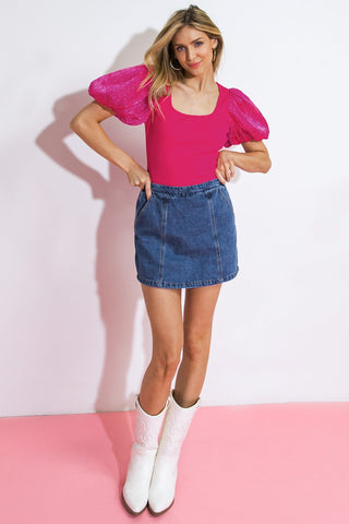 MOMENTS IN LOVE DENIM SKORT - By Baano