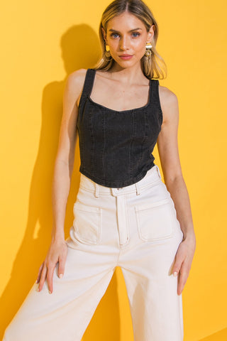 ALL AHEAD DENIM CROP TOP - By Baano