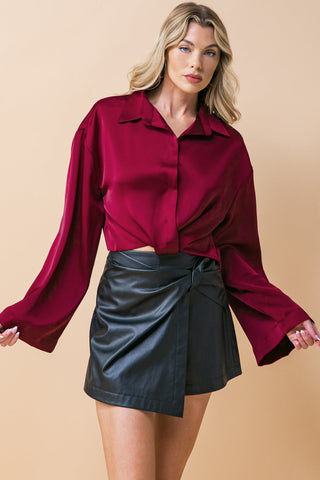 POWERFUL CHARM WOVEN SATIN TOP - By Baano