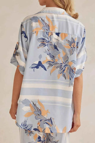 Printed Button Up Shirt and Pants Set - By Baano