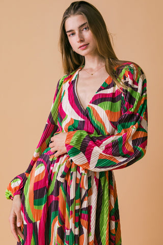 DESTINED TO IMPRESS PLISSE MIDI DRESS - By Baano