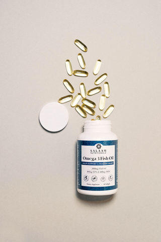 Halal Fish Oil 2000mg Omega-3 Soft Gels with EPA & DHA - 60 Count | Salaam Nutritionals - By Baano