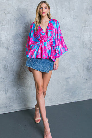 HERE WE GO AGAIN BLUE WOVEN TOP - By Baano