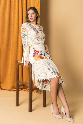EMBROIDERED LACE TOP - By Baano