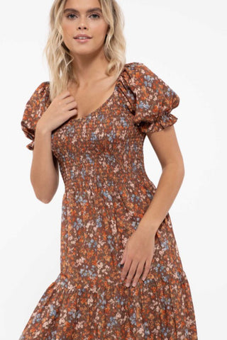 Floral Smocked Midi Dress