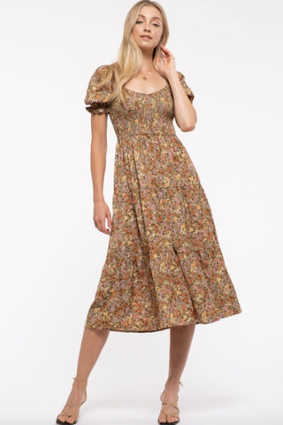 Floral Smocked Midi Dress