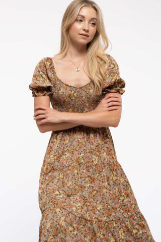 Floral Smocked Midi Dress