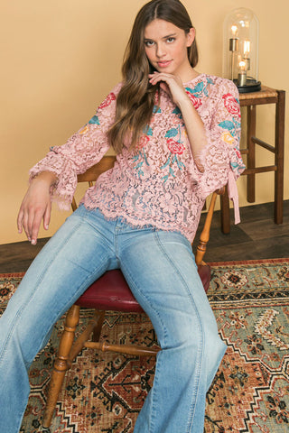 EMBROIDERED LACE TOP - By Baano