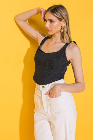 ALL AHEAD DENIM CROP TOP - By Baano